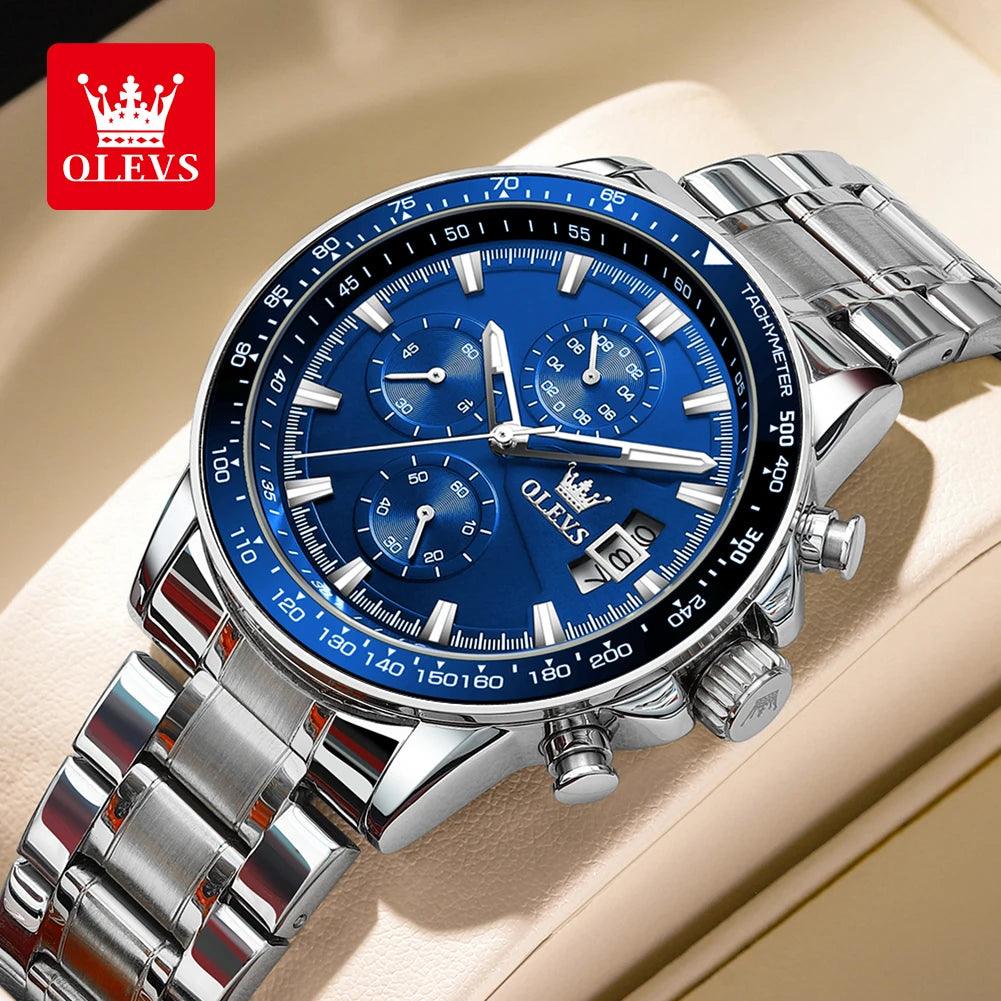 OLEVS Original Multi-function Men's Watches Chronograph Stainless Steel Waterproof Business Wristwatch Men (Exclusive Design) Carauana Store