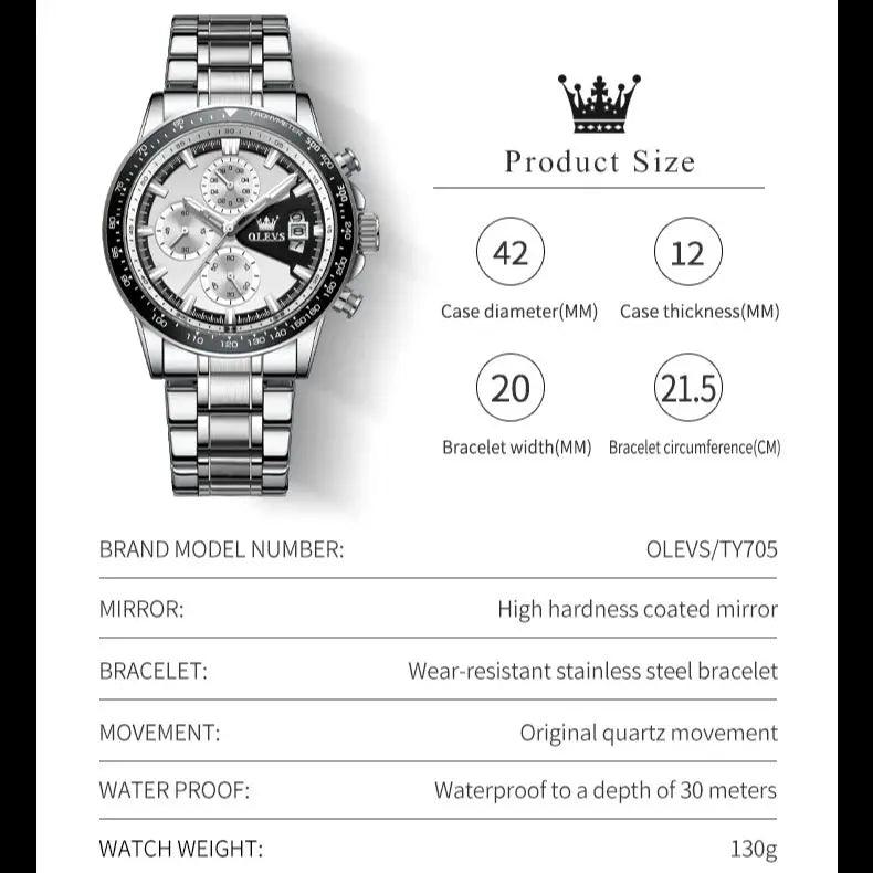OLEVS Original Multi-function Men's Watches Chronograph Stainless Steel Waterproof Business Wristwatch Men (Exclusive Design) Carauana Store