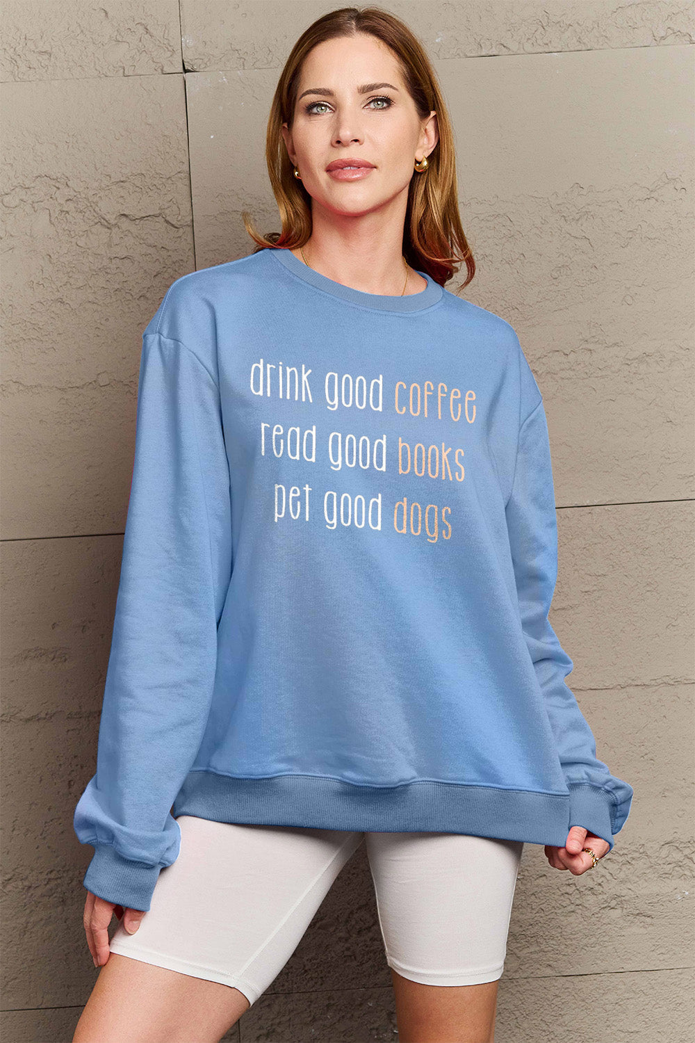 Simply Love Full Size Letter Graphic Round Neck Sweatshirt Carauana Store