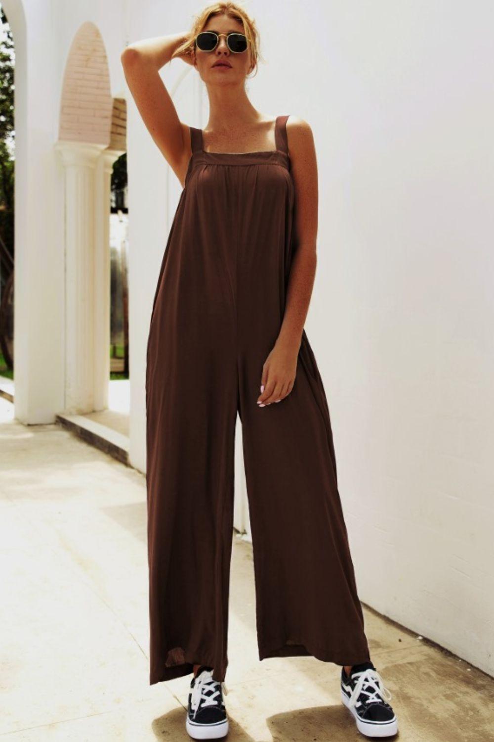Wide Strap Wide Leg Jumpsuit Carauana Store