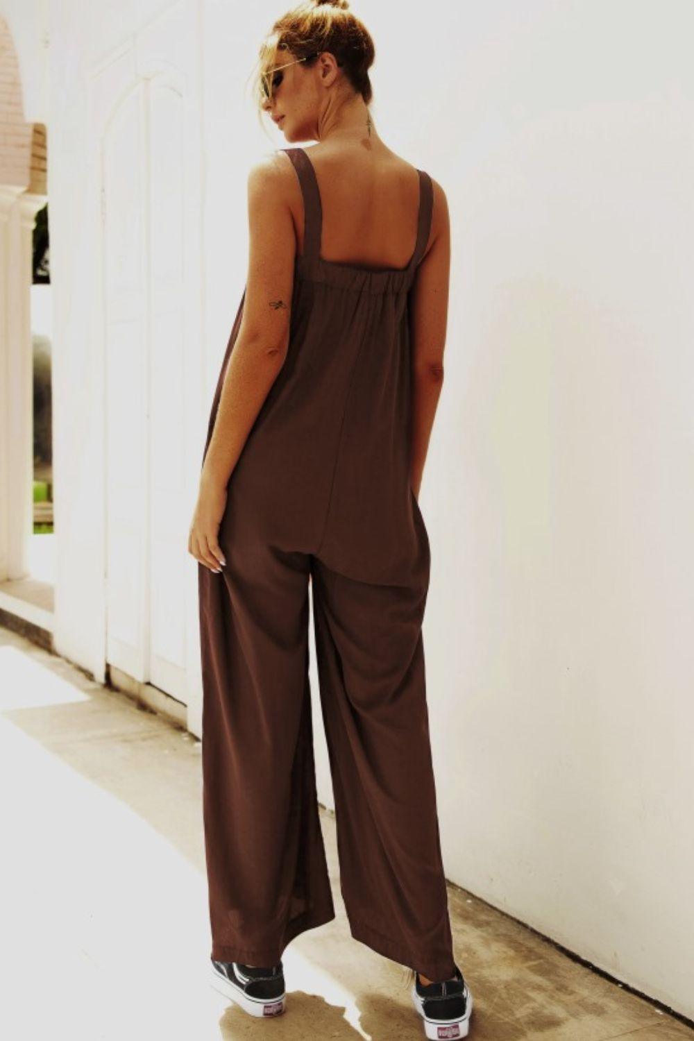 Wide Strap Wide Leg Jumpsuit Carauana Store
