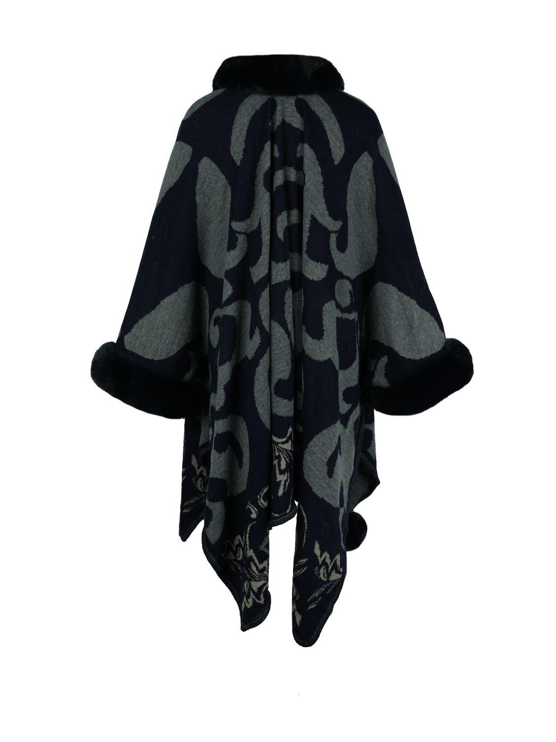 Faux Fur Trim Poncho Carauana Store