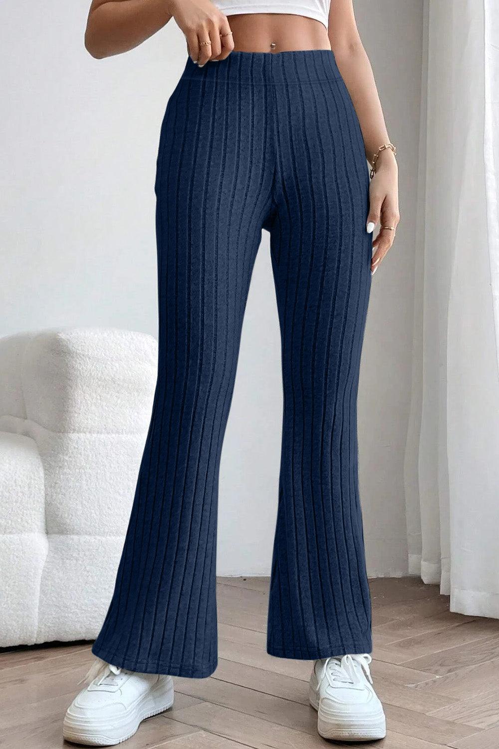 Basic Bae Full Size Ribbed High Waist Flare Pants Carauana Store