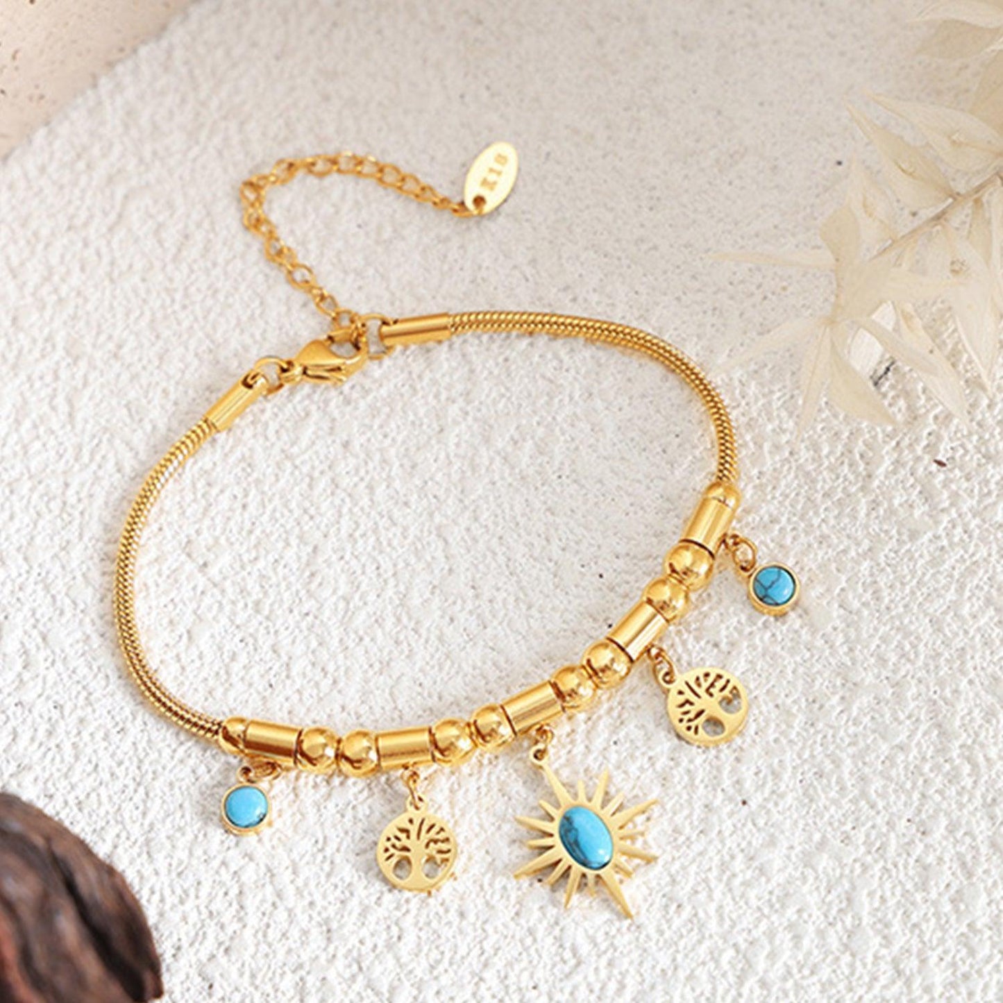 Gold-Plated Titanium Steel Charm Bracelet Carauana Store
