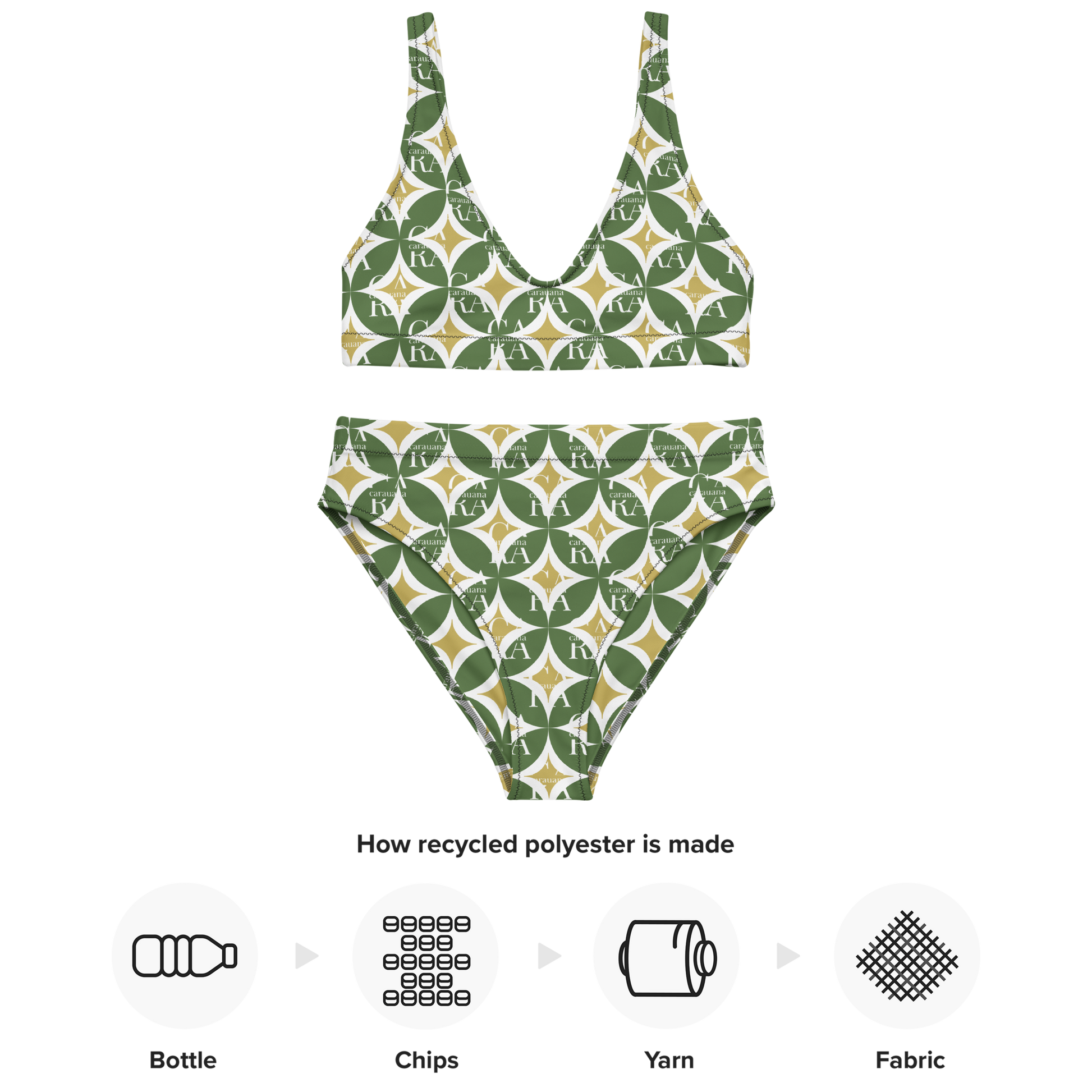 CaRaNaNa high-waisted bikini Green Pattern Carauana Store