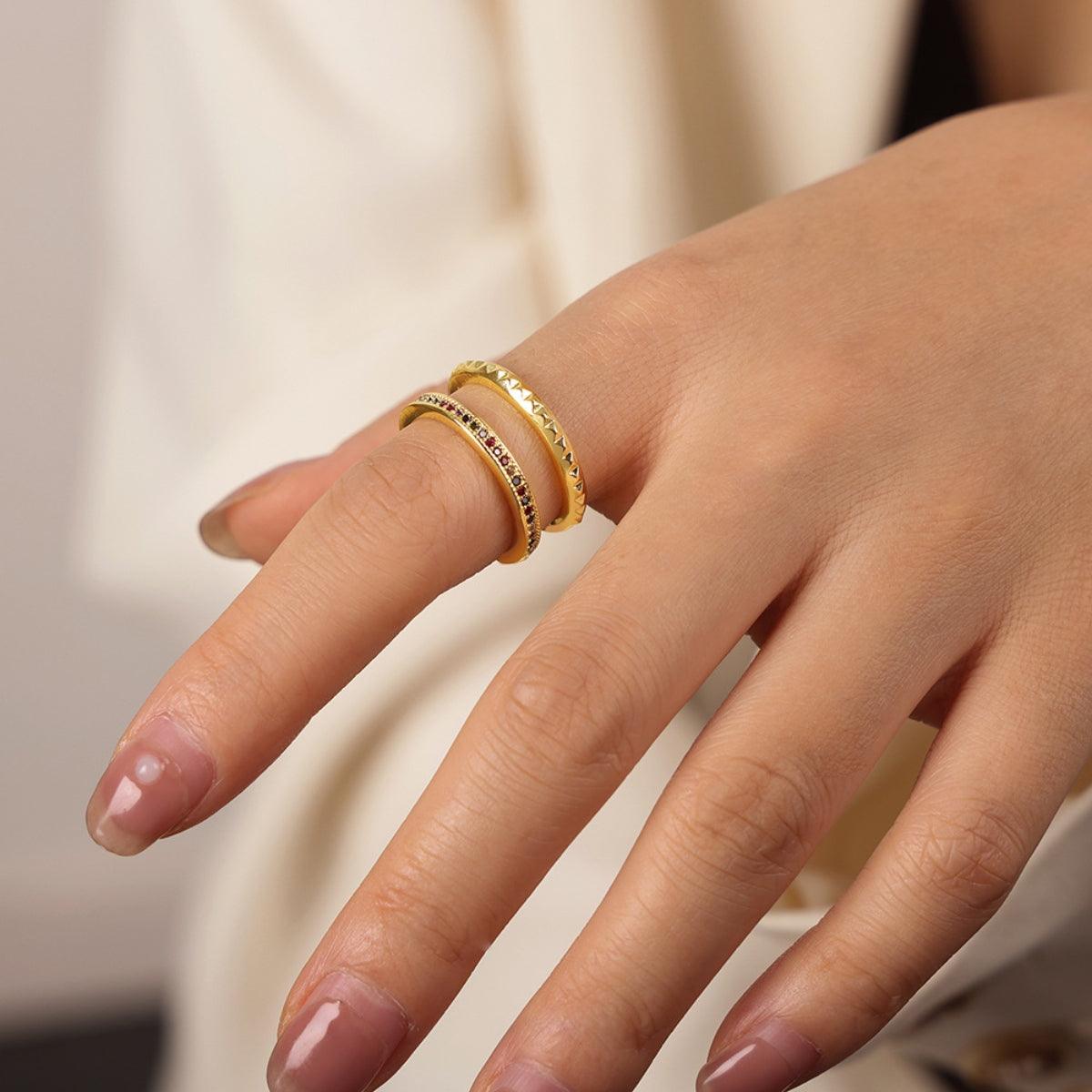 Gold-Plated Czech Diamond Double-Layered Ring Carauana Store