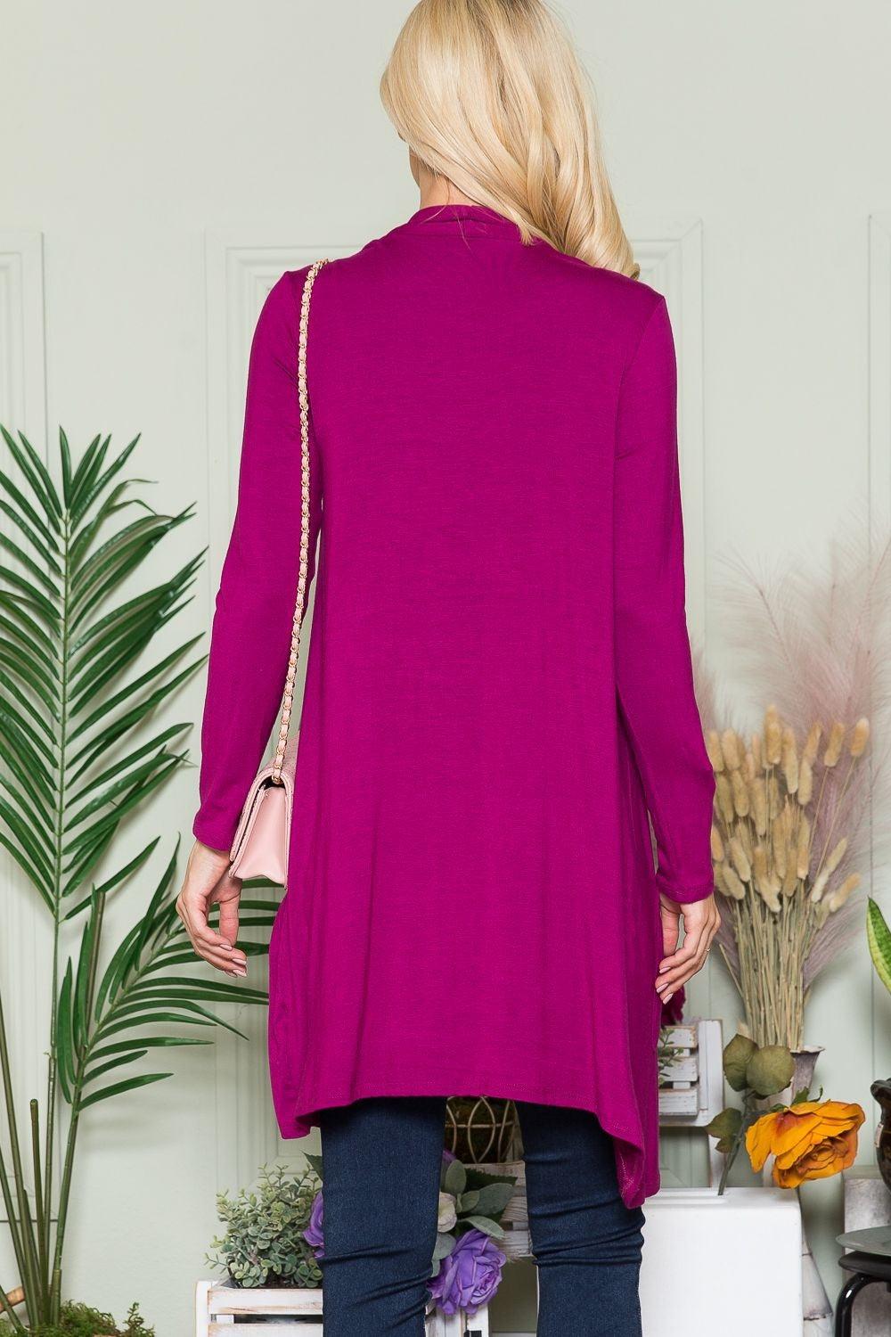 Celeste Full Size Open Front Cardigan with Pockets Carauana Store
