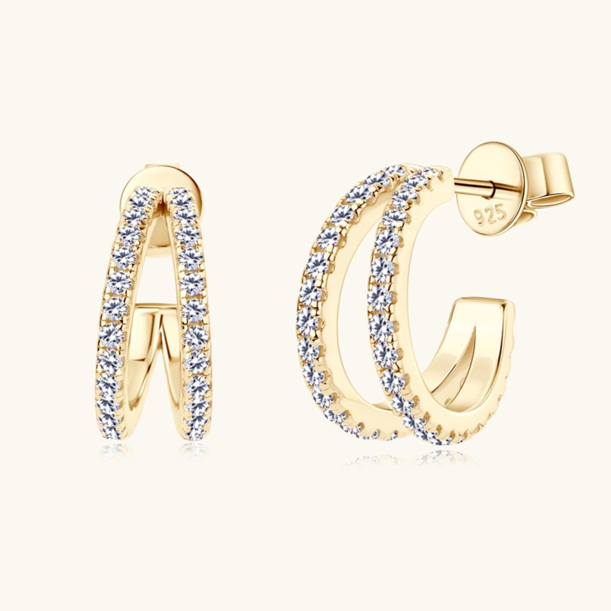 Moissanite 925 Sterling Silver C-Hoop Earrings Carauana Store