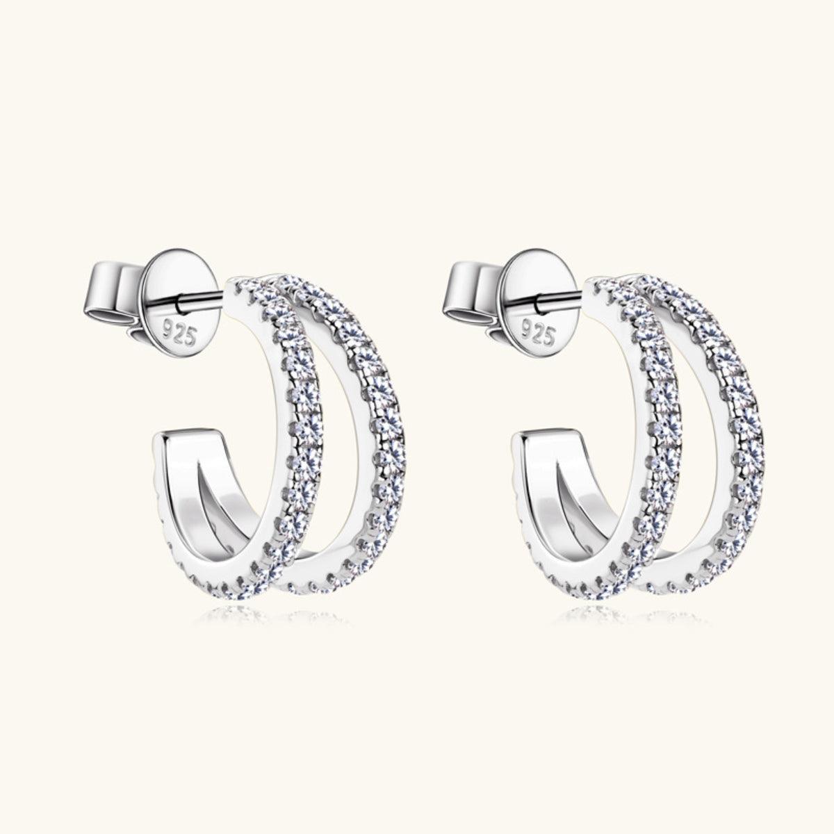 Moissanite 925 Sterling Silver C-Hoop Earrings Carauana Store