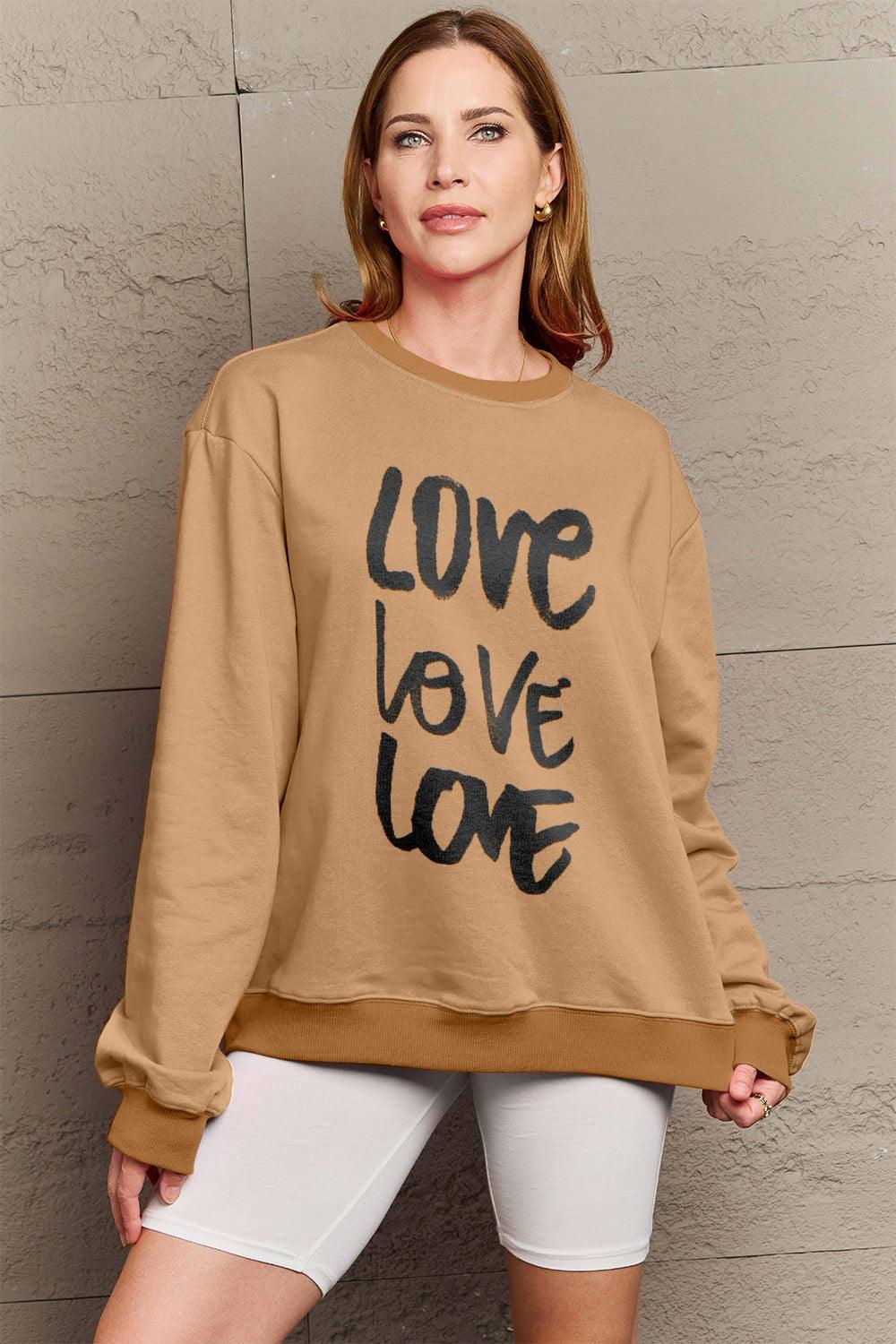 Simply Love Full Size LOVE Round Neck Sweatshirt Carauana Store