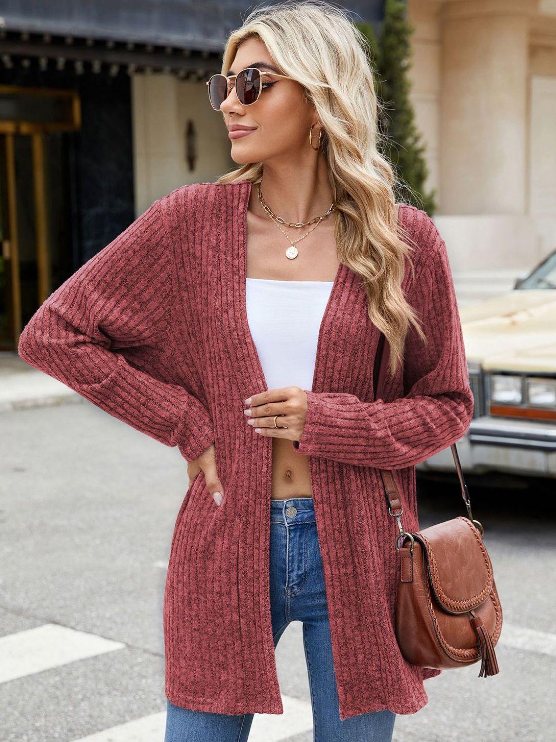Open Front Long Sleeve Cardigan Carauana Store