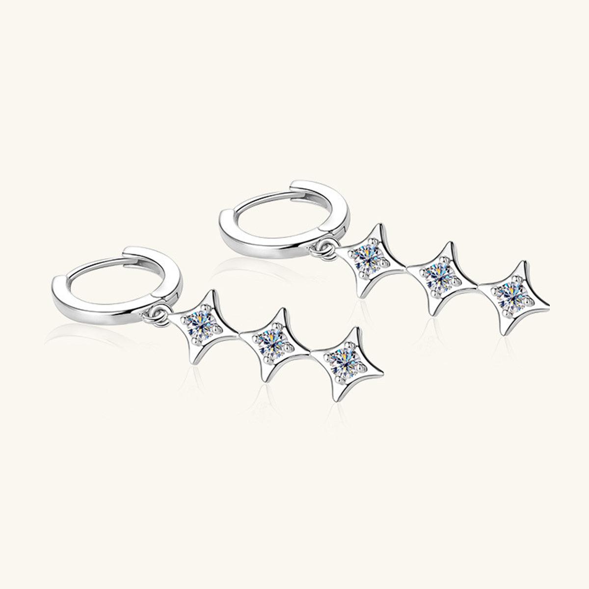 Moissanite 925 Sterling Silver Geometric Shape Earrings Carauana Store