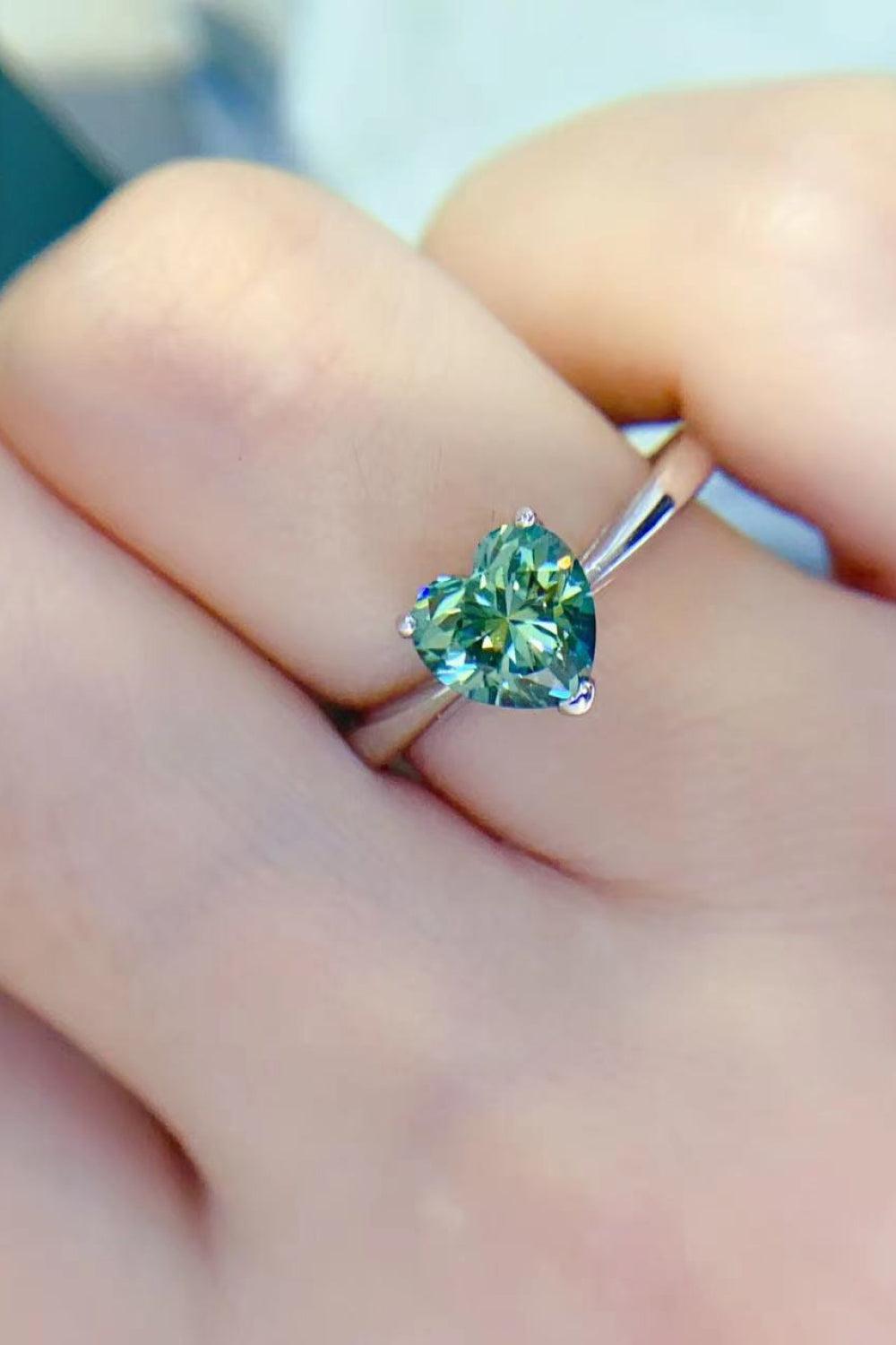 1 Carat Moissanite Heart 925 Sterling Silver Ring Carauana Store