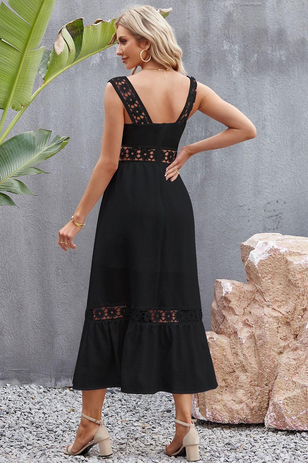 Flower Crochet Wide Strap Midi Dress Carauana Store