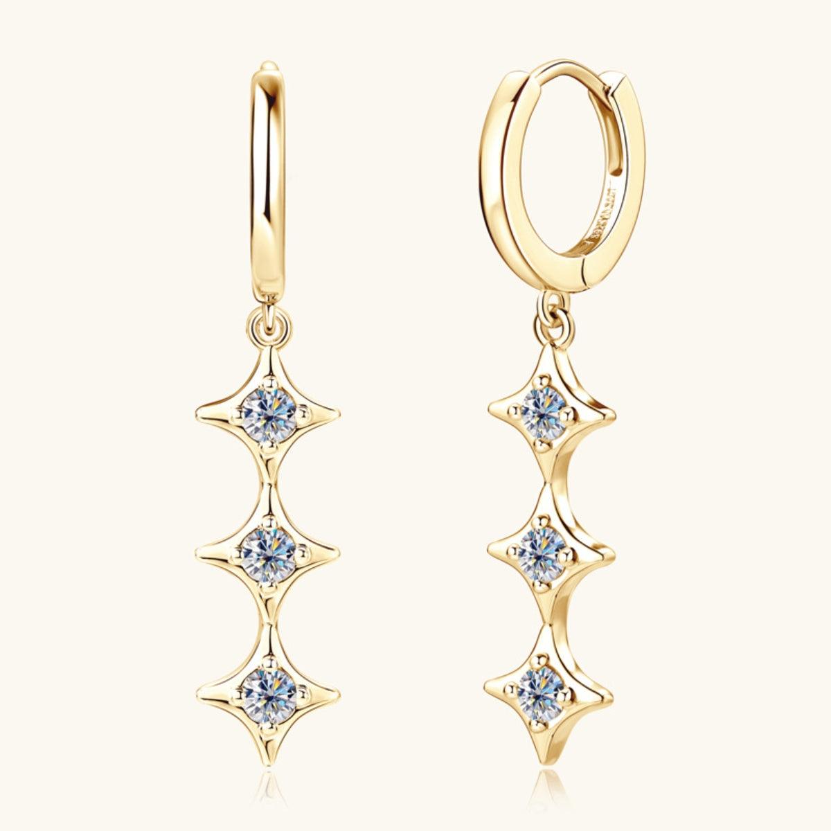 Moissanite 925 Sterling Silver Geometric Shape Earrings Carauana Store