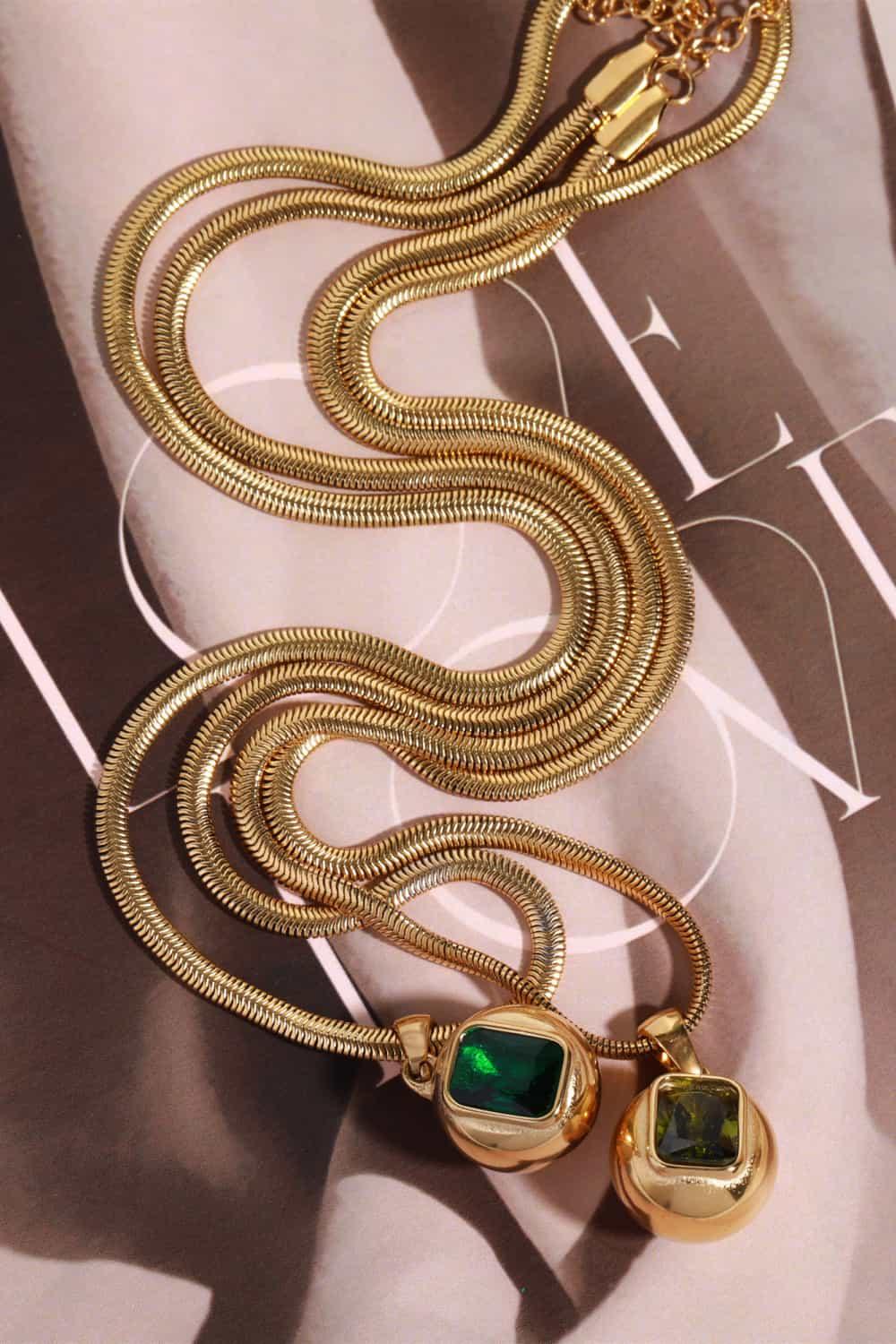 Zircon 18K Gold-Plated Geometrical Shape Pendant Necklace Carauana Store
