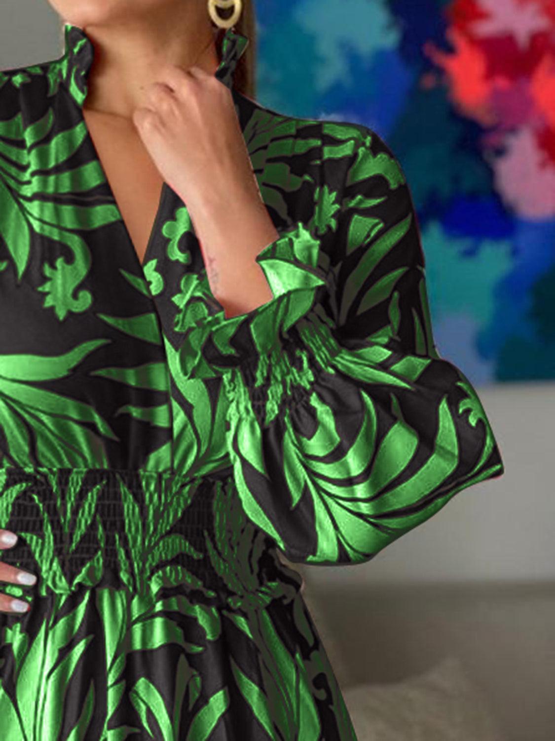 Printed Flounce Sleeve Maxi Dress Carauana Store