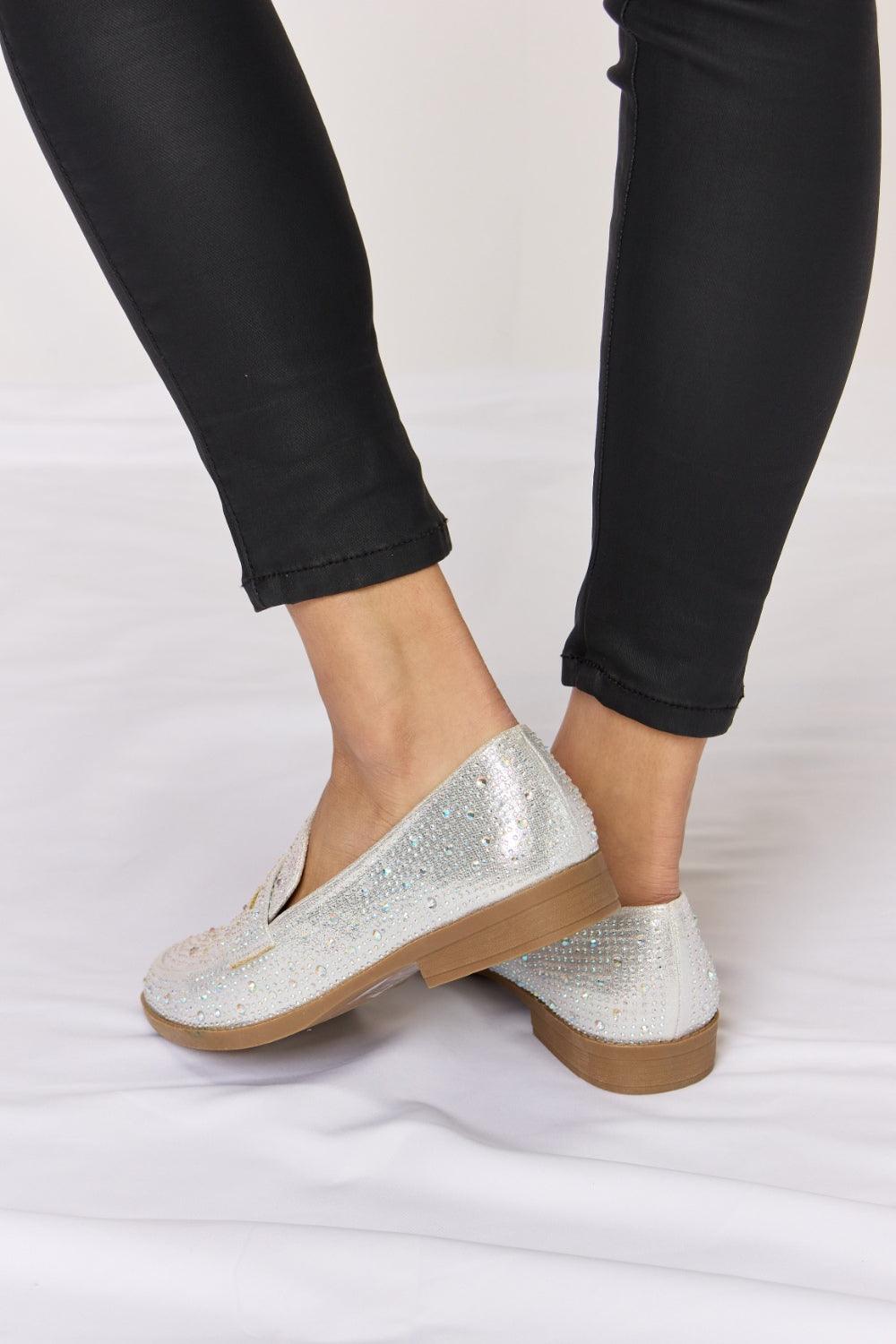 Forever Link Rhinestone Point Toe Loafers Carauana Store