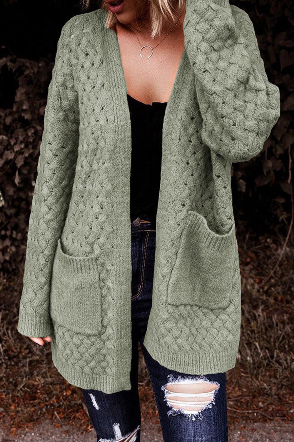 Open Front Dropped Shoulder Cardigan with Pockets Carauana Store