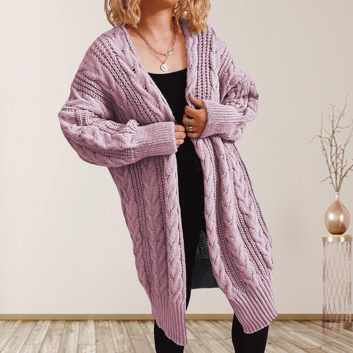 Cable-Knit Open Front Dropped Shoulder Cardigan Carauana Store