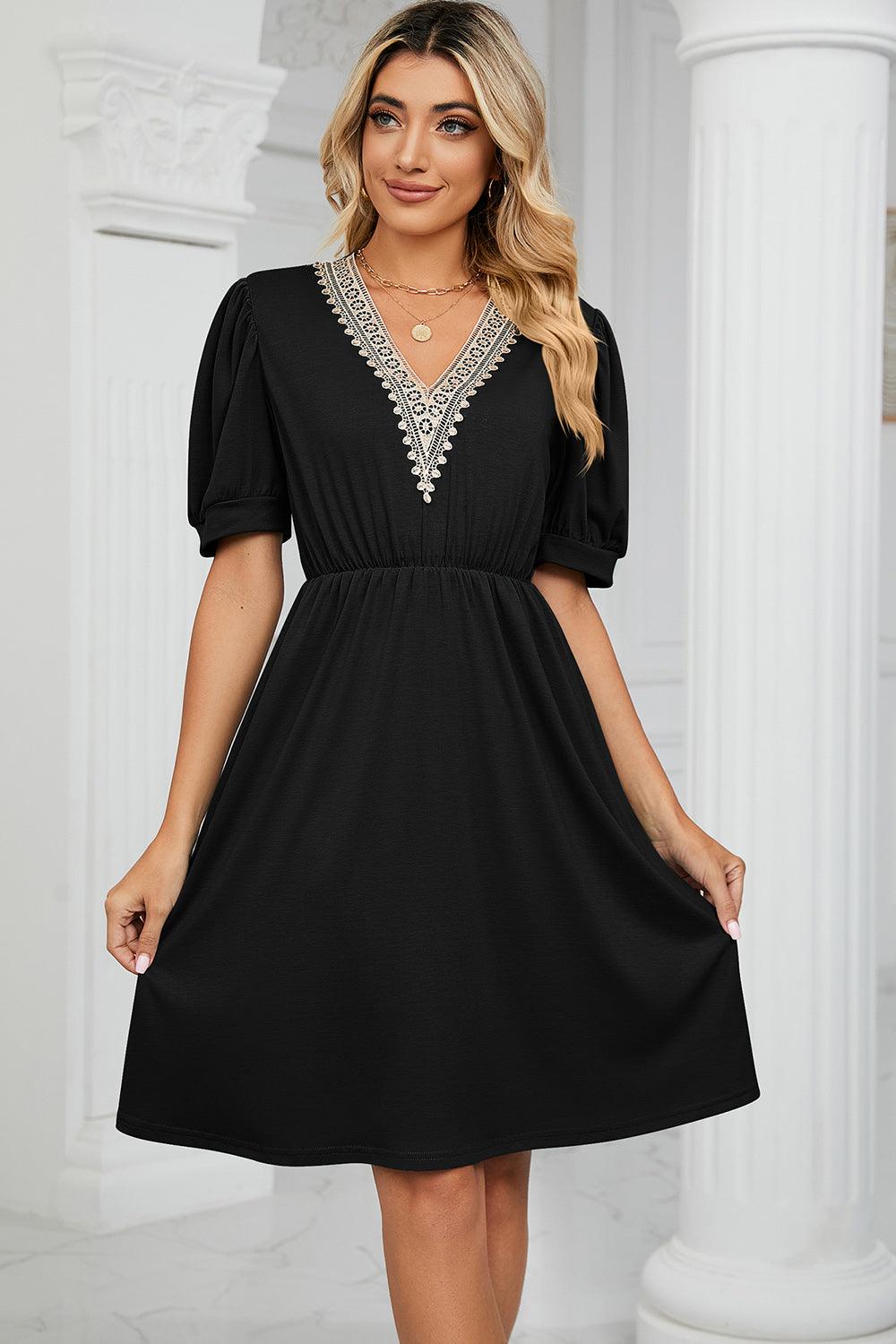 V-Neck Puff Sleeve Dress Carauana Store