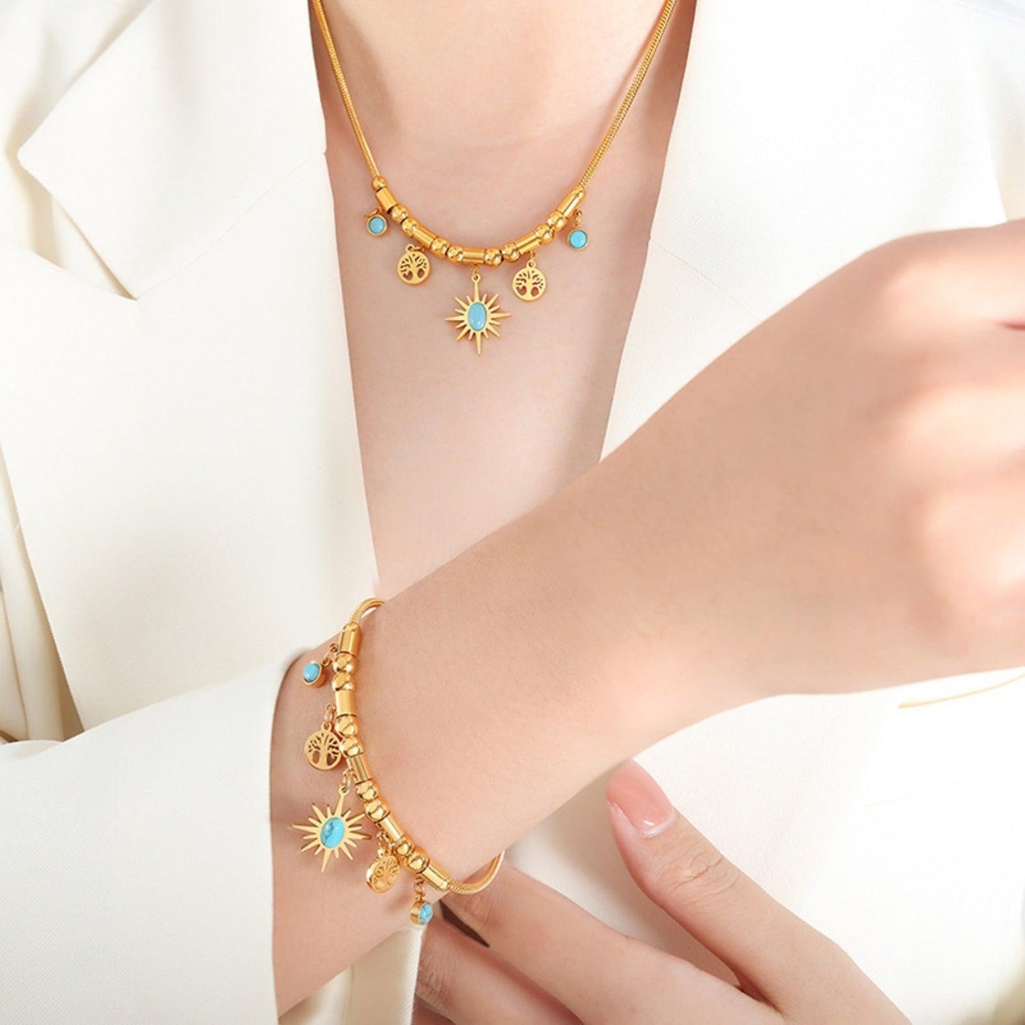 Gold-Plated Titanium Steel Charm Bracelet Carauana Store