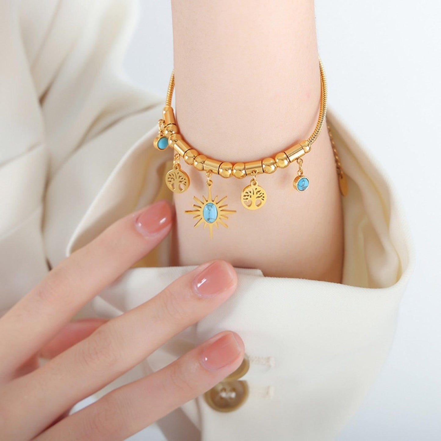 Gold-Plated Titanium Steel Charm Bracelet Carauana Store