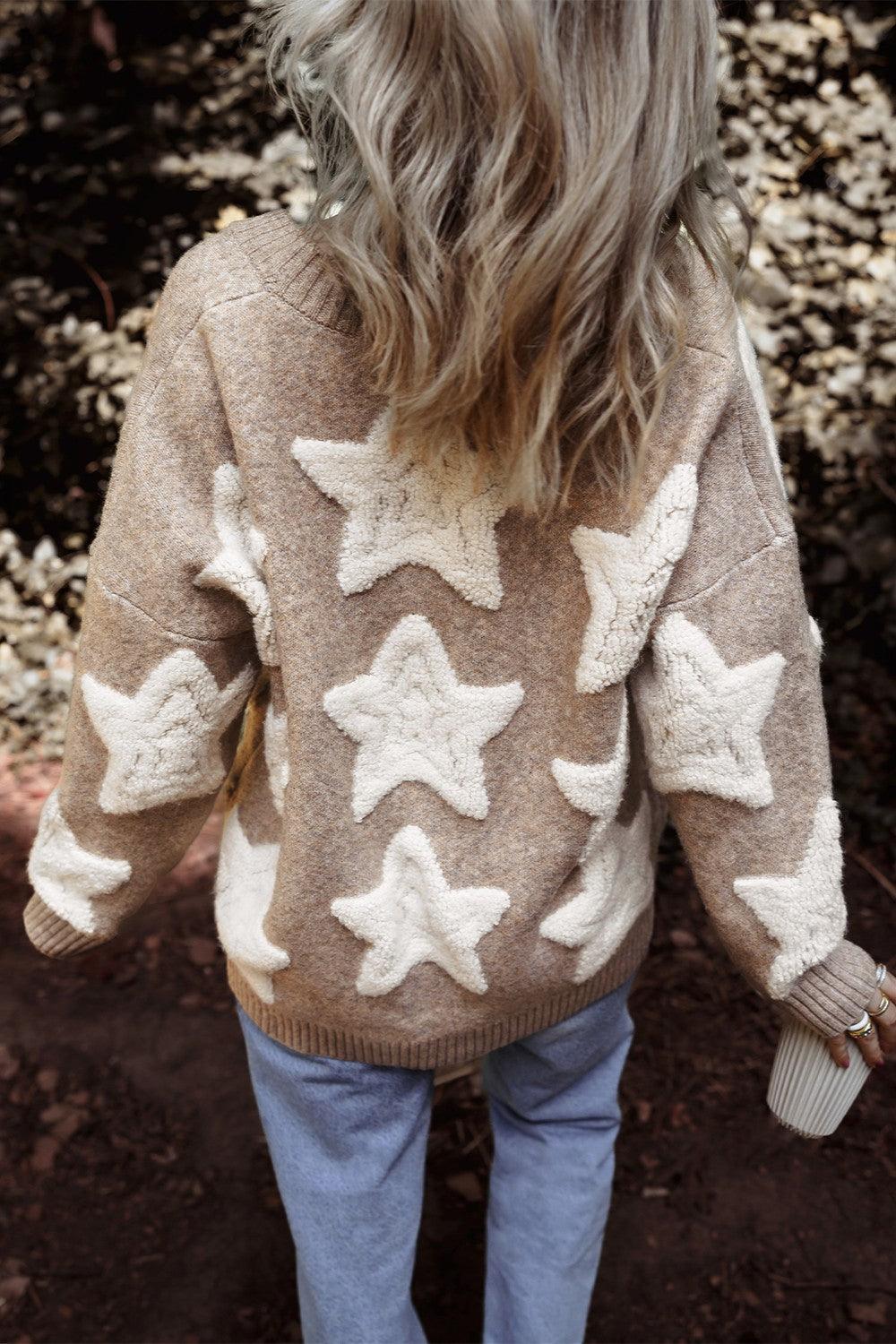 Star Button Up Long Sleeve Cardigan Carauana Store