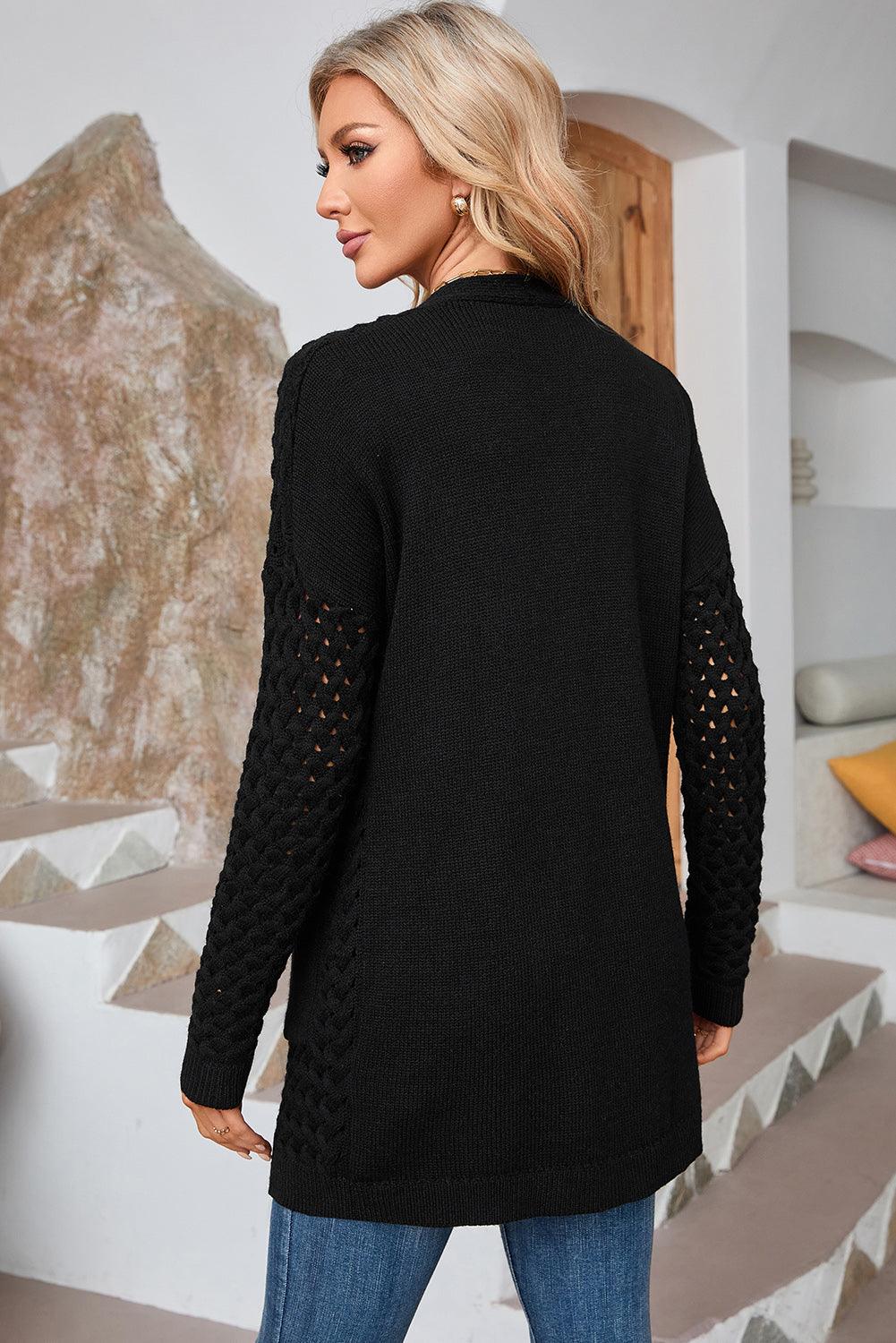 Open Front Dropped Shoulder Cardigan with Pockets Carauana Store