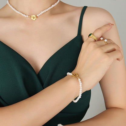 Titanium Steel Pearl Flower Bracelet Carauana Store