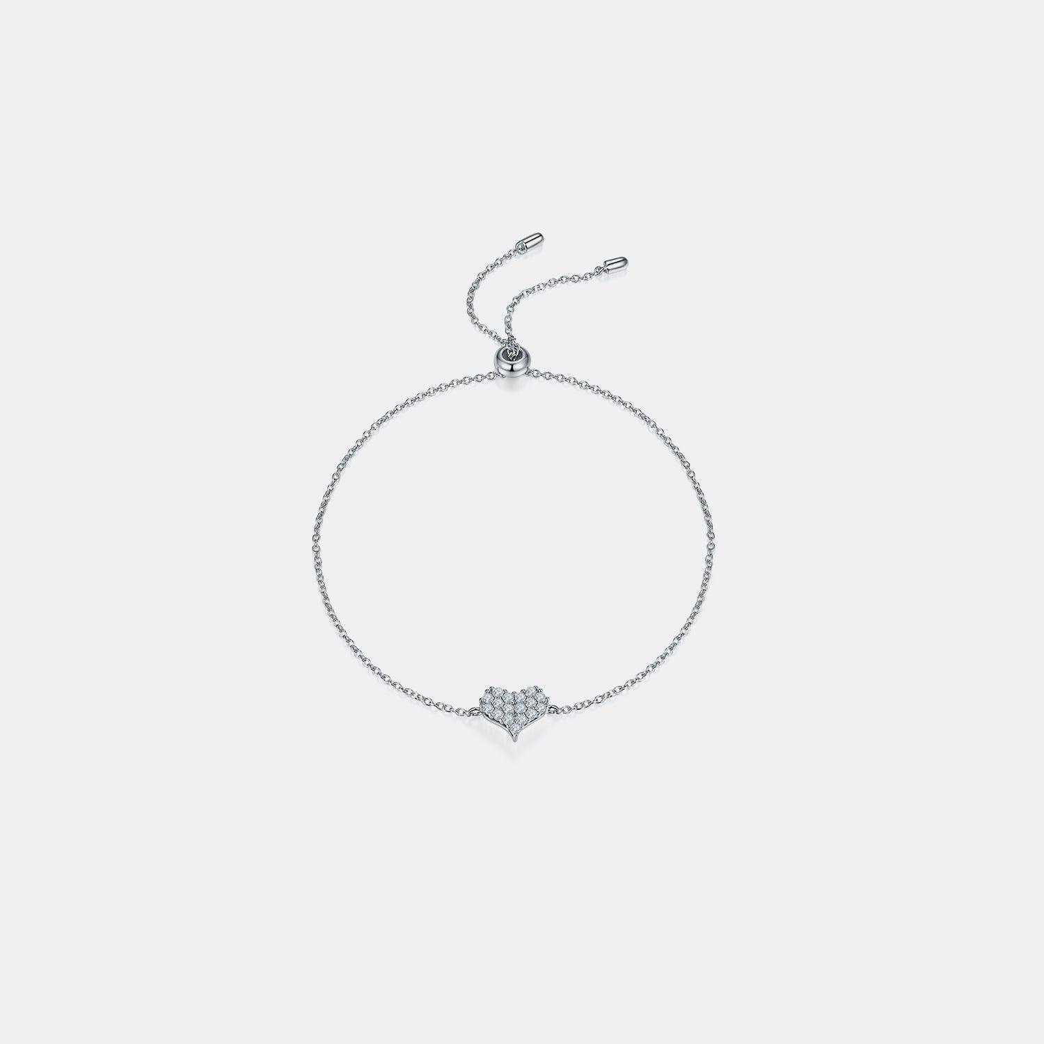 Moissanite 925 Sterling Silver Heart Bracelet Carauana Store