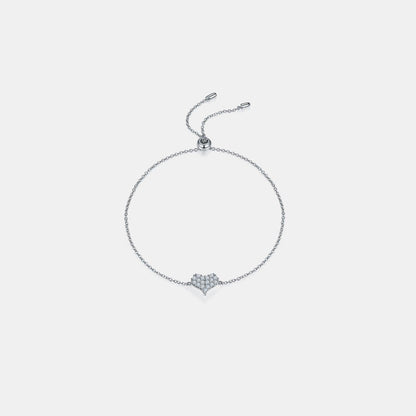 Moissanite 925 Sterling Silver Heart Bracelet Carauana Store