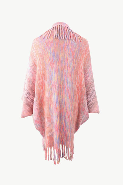 Multicolored Fringe Trim Poncho Carauana Store