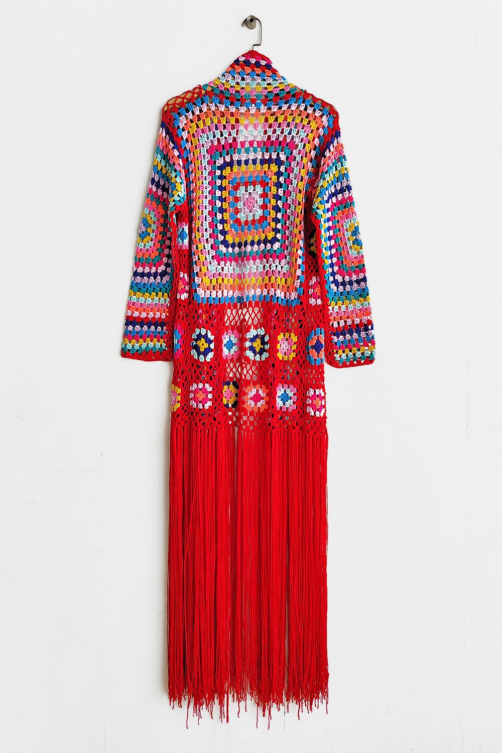 Fringe Tied Long Sleeve Cardigan Carauana Store