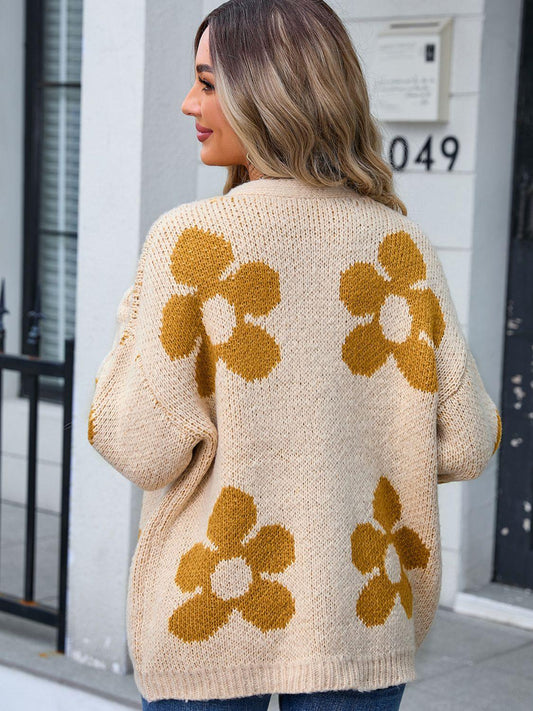 Angel Wings Flower Open Front Long Sleeve Cardigan Carauana Store