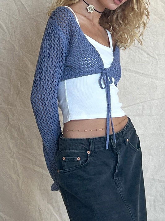 Openwork Tied Dropped Shoulder Cardigan Carauana Store