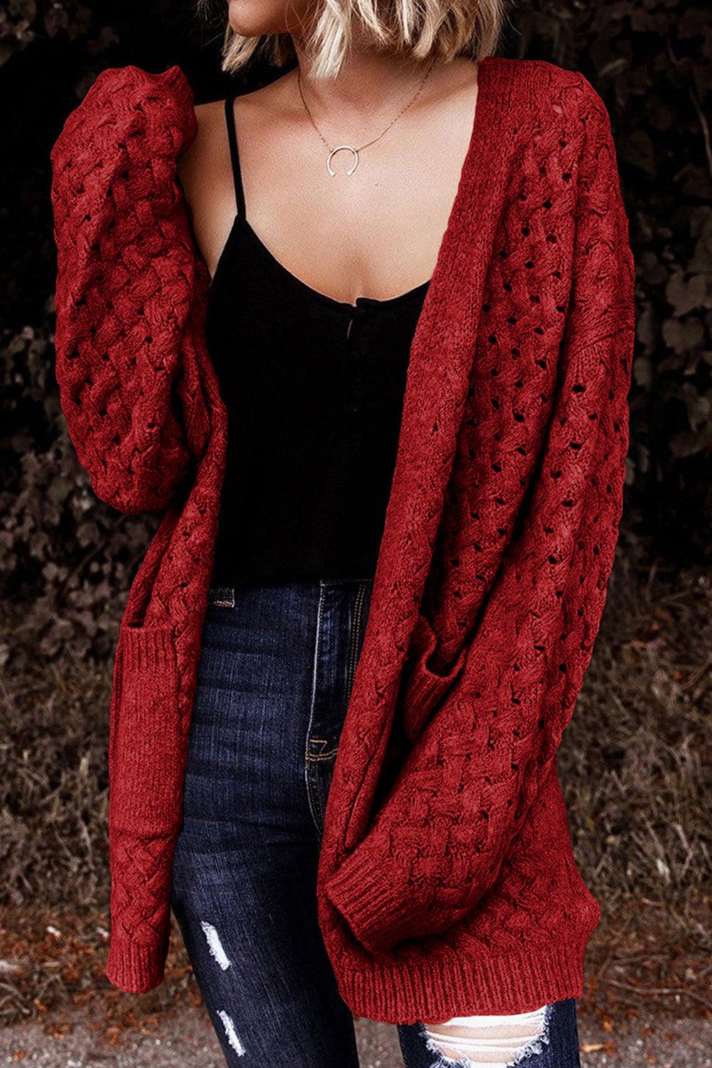 Open Front Dropped Shoulder Cardigan with Pockets Carauana Store