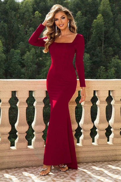 Square Neck Long Sleeve Dress Carauana Store