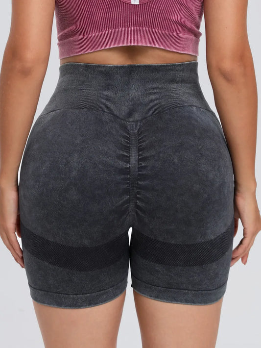 Washed High Waist Active Shorts Carauana Store