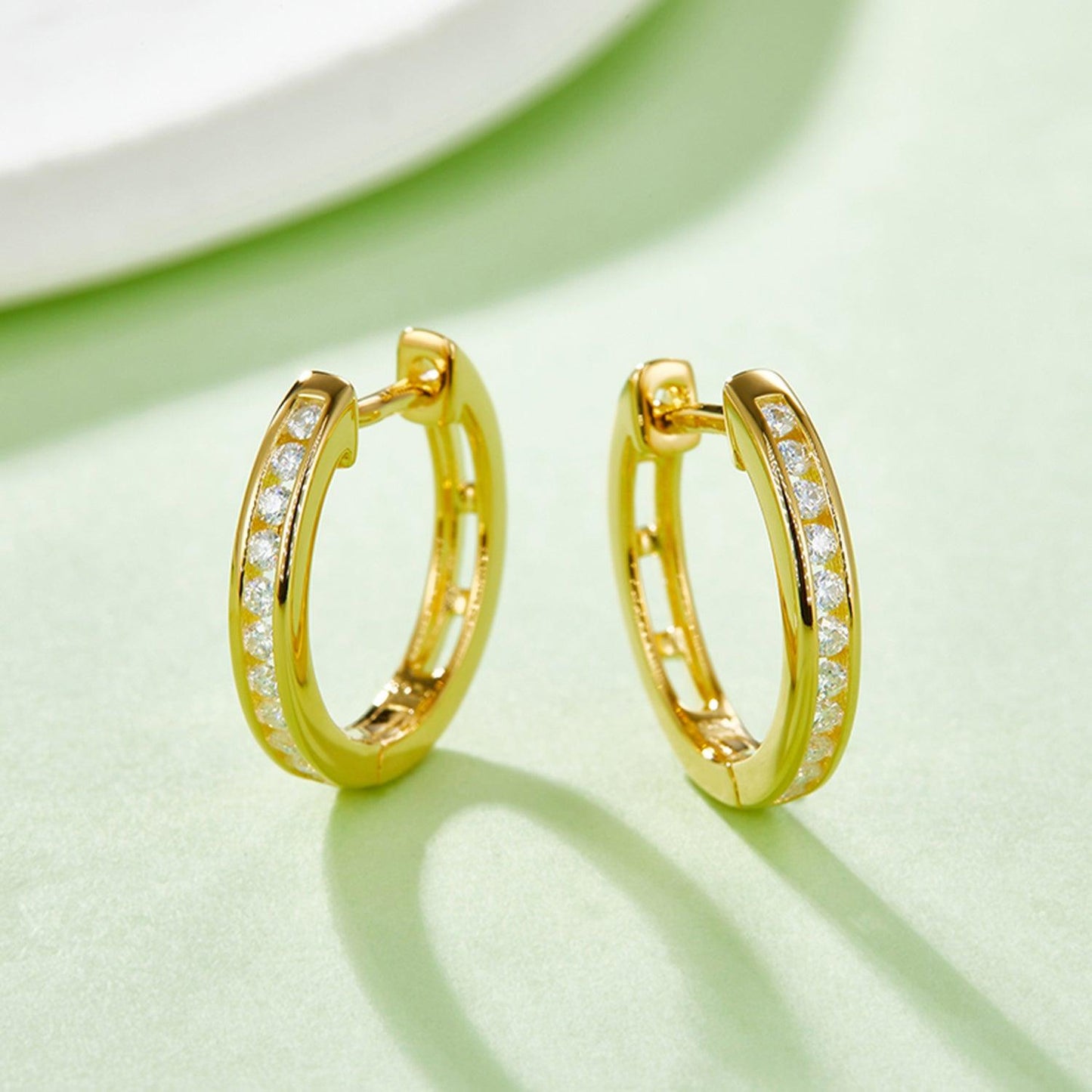 Moissanite 925 Sterling Silver Huggie Earrings Carauana Store