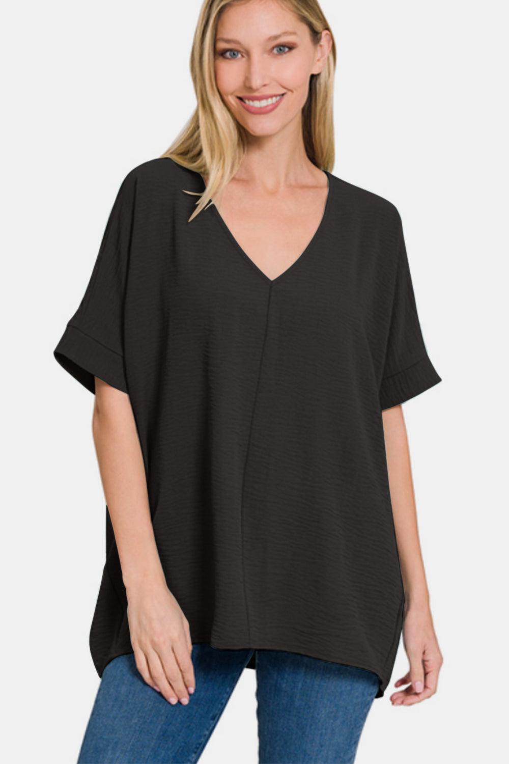 Zenana Full Size V-Neck Short Sleeve Top Carauana Store