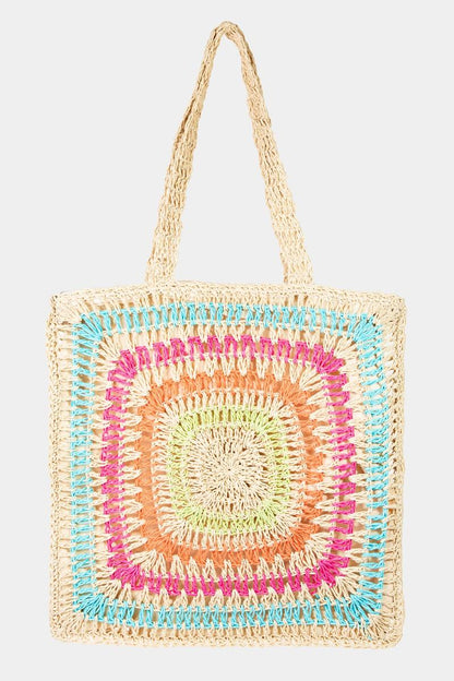Fame Rainbow Crochet Knit Tote Bag Carauana Store