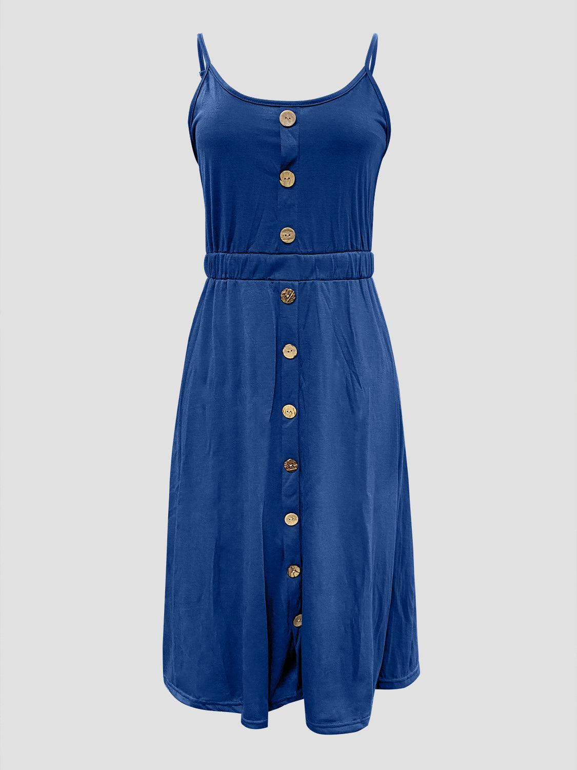 Decorative Button Spaghetti Strap Dress Carauana Store