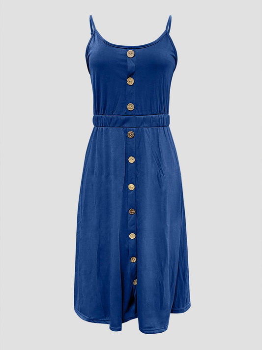 Decorative Button Spaghetti Strap Dress Carauana Store