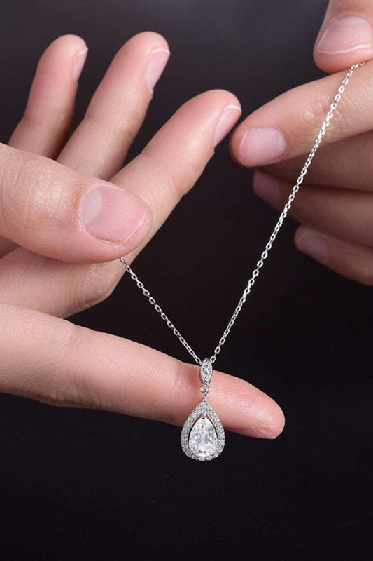 1.5 Carat Moissanite 925 Sterling Silver Teardrop Necklace Carauana Store
