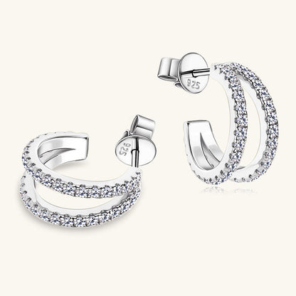 Moissanite 925 Sterling Silver C-Hoop Earrings Carauana Store