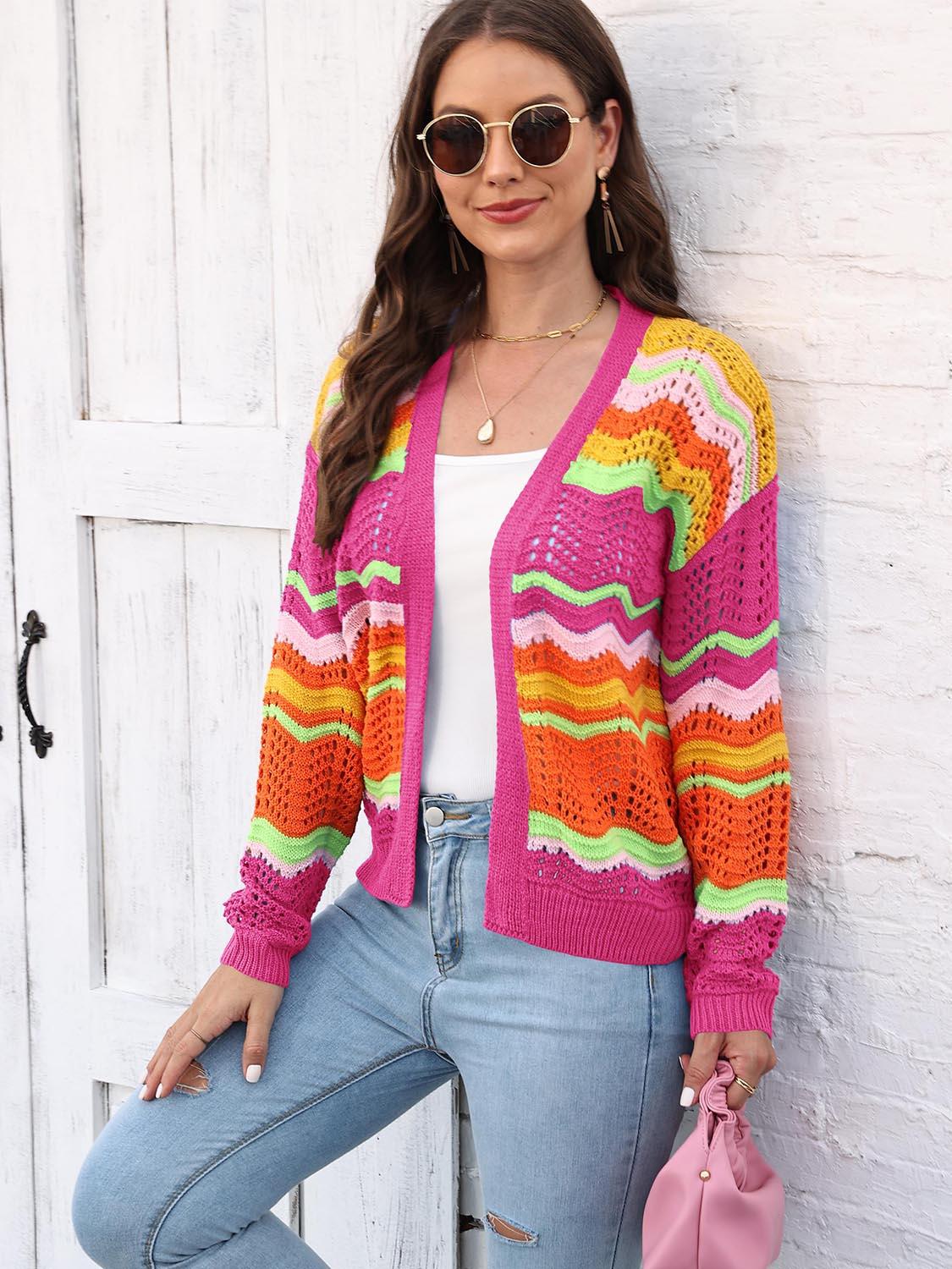 Open Front Openwork Cardigan Carauana Store