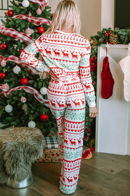 Christmas Element Round Neck Top and Pants Lounge Set Carauana Store