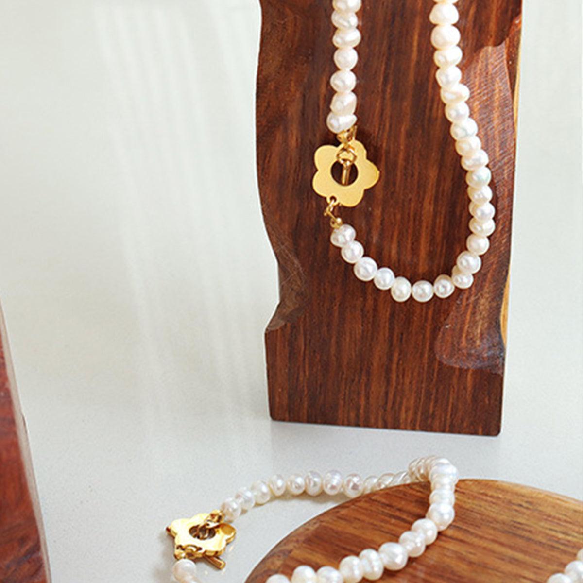 Titanium Steel Pearl Flower Bracelet Carauana Store