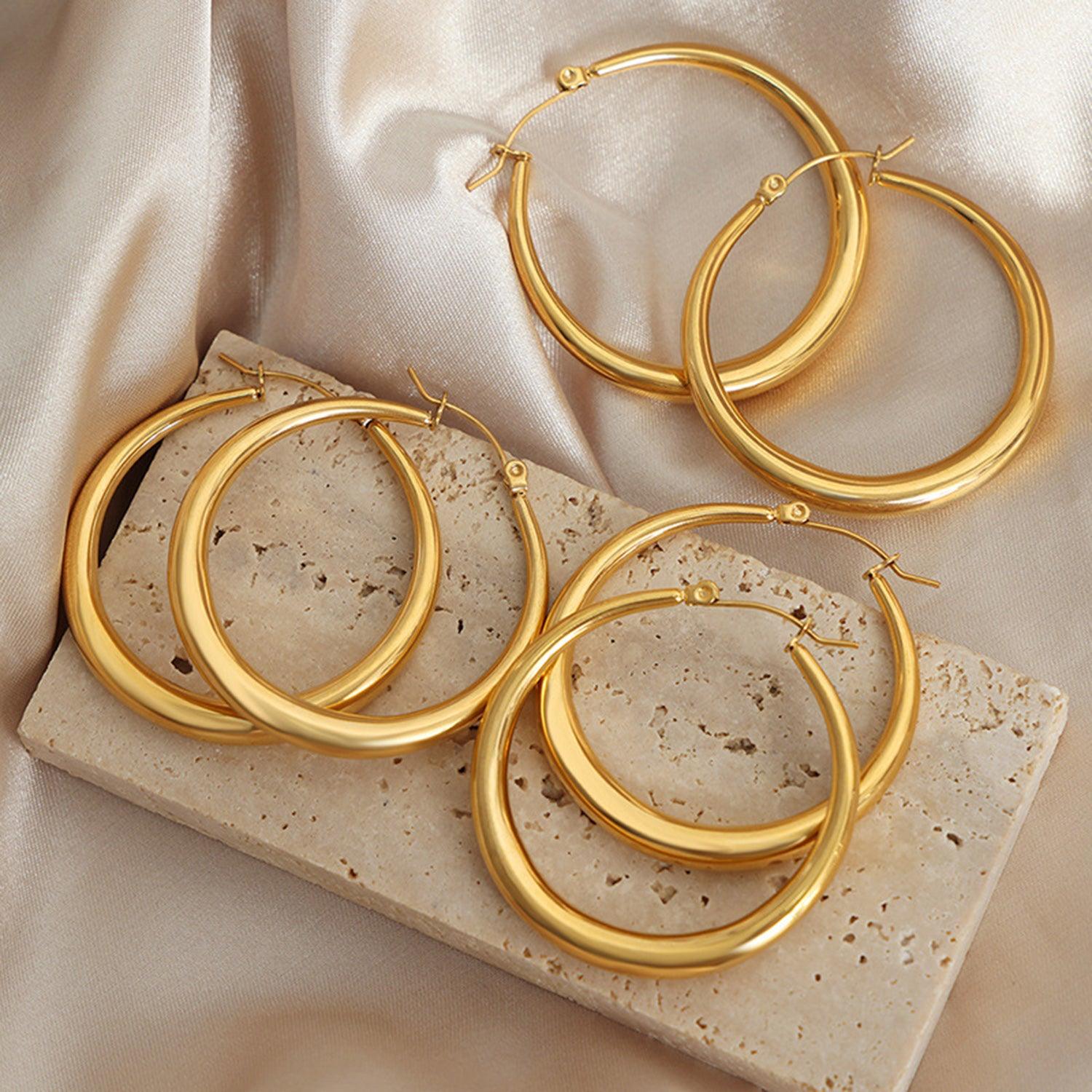 18K Gold-Plated Hoop Earrings Carauana Store